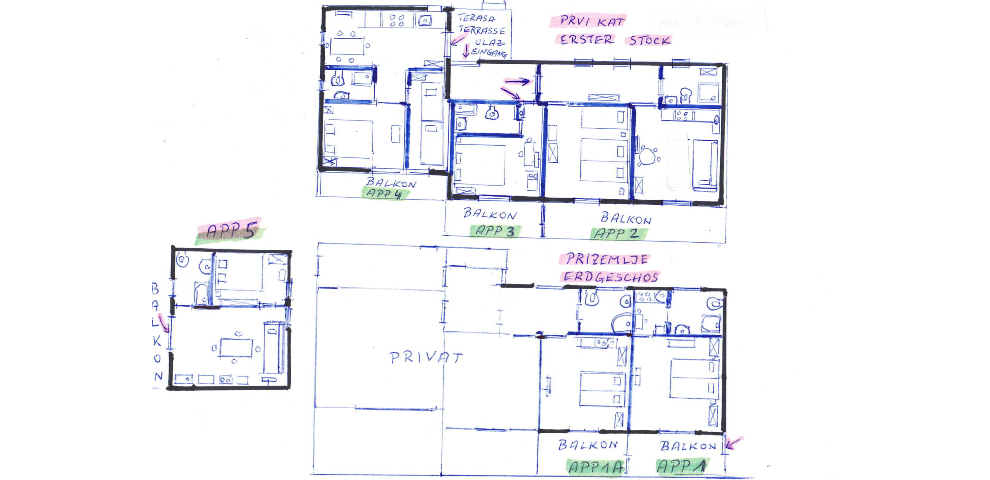 Grundriss - Ferienwohnungen in Jelsa, Insel Hvar, Kroatien